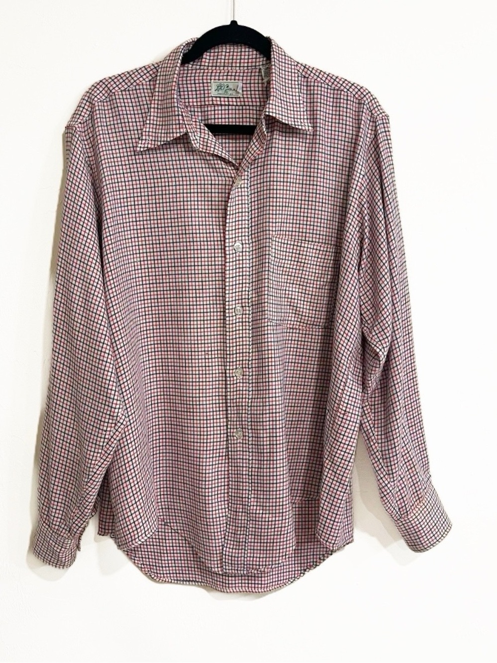 Vintage L.L. Bean Cotton Blend Plaid Long Sleeve Button Up Shirt Mens Size L 16